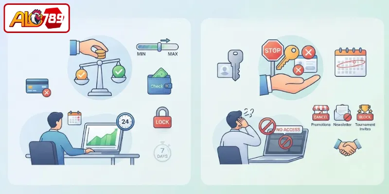 Chính sách hạn mức nạp tiền, khóa tài khoản và tự loại trừ